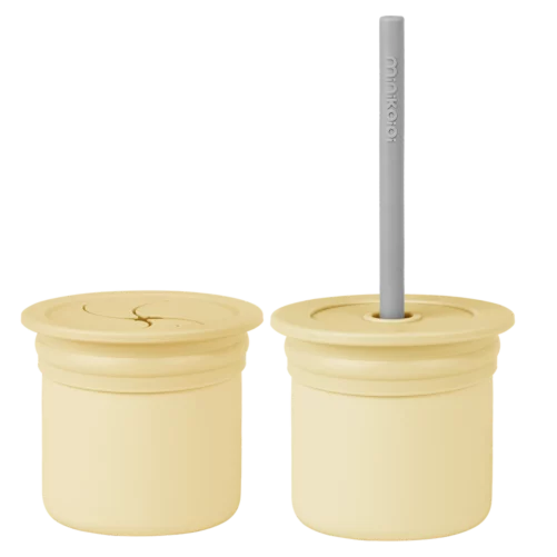 Vaso y porta snacks silicona amarillo, minikoioi