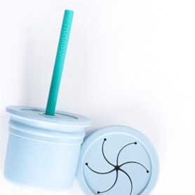 Vaso y porta snacks silicona azul