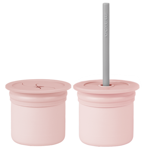 Vaso y porta snacks silicona rosa